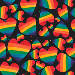 watercolor seamless pattern with hearts LGBT colors