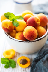 Fresh apricots on a table