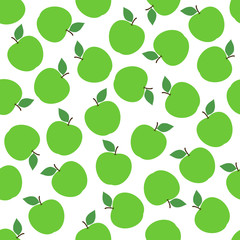 Green Apple Seamless Pattern Background Vector Design Isolated on White Background