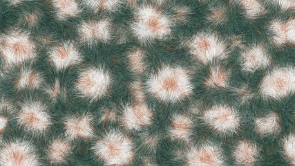 Fototapeta premium computer illustration in abstract color scheme fluffy texture fur surface flowers background are seen