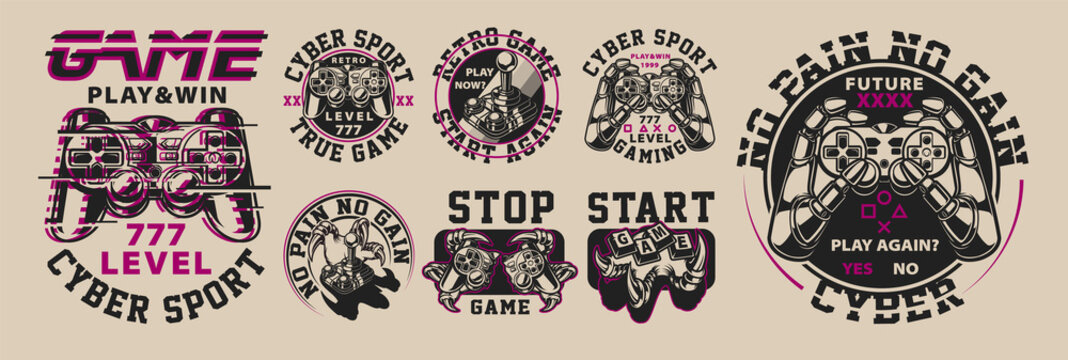 Big set of illustration on the gaming theme