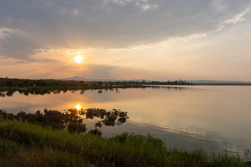 sunset over the lake