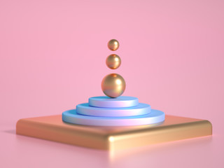 Modern minimalism futuristic background with cubes and balls. 3d illustration, 3d rendering.