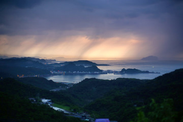 Evening sun shines on a small port in northern Taiwan