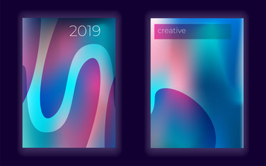Modern gradient mesh vector cover set with fluid