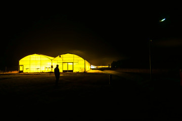 Obraz premium Stockholm, Sweden A greenhosue at night on the island of Ekero.