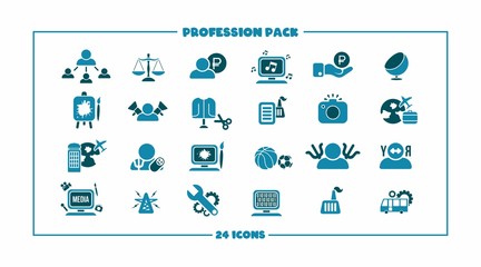 Profession Pack. 24 icons set. Vector. 