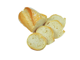 Slice of bread on white background