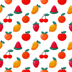 seamless pattern tropical fruit isolated on white background. vector illustration.