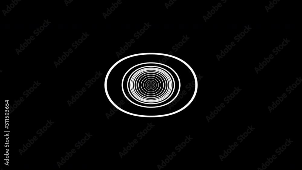 Poster computer generated hypnotic background. tunnel from of many white circles. 3d rendering