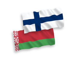Flags of Finland and Belarus on a white background