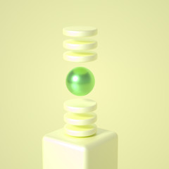 Modern minimalism futuristic background with cubes and balls. 3d illustration, 3d rendering.