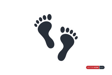 Fototapeta na wymiar Footprint Icon isolated on white background. Flat Vector Icon Design Template Element