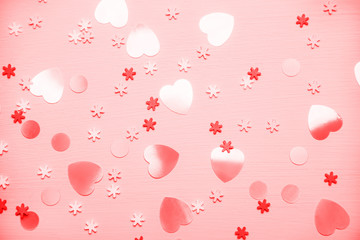Little hearts confetti on blue background