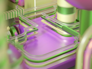 Modern minimalism futuristic background with cubes and balls. 3d illustration, 3d rendering.