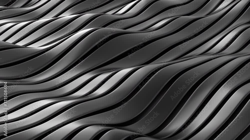 Poster seamless looping abstract waving metal stripe with light reflection. industrial and technological co
