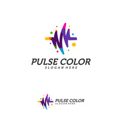 Colorful Pulse Logo minimalist vector, Colorful Pulse Icon Template, Creative design