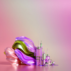 Fototapeta premium Modern minimalism futuristic background with cubes and balls. 3d illustration, 3d rendering.