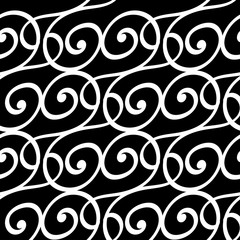 Fototapeta na wymiar Abstract geometric seamless background. White pattern on black backdrop