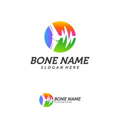 Bone Joint Pulse Logo Design Inspiration, Bone Health logo design concept, Bone Treatment logo template vector, Creative icon