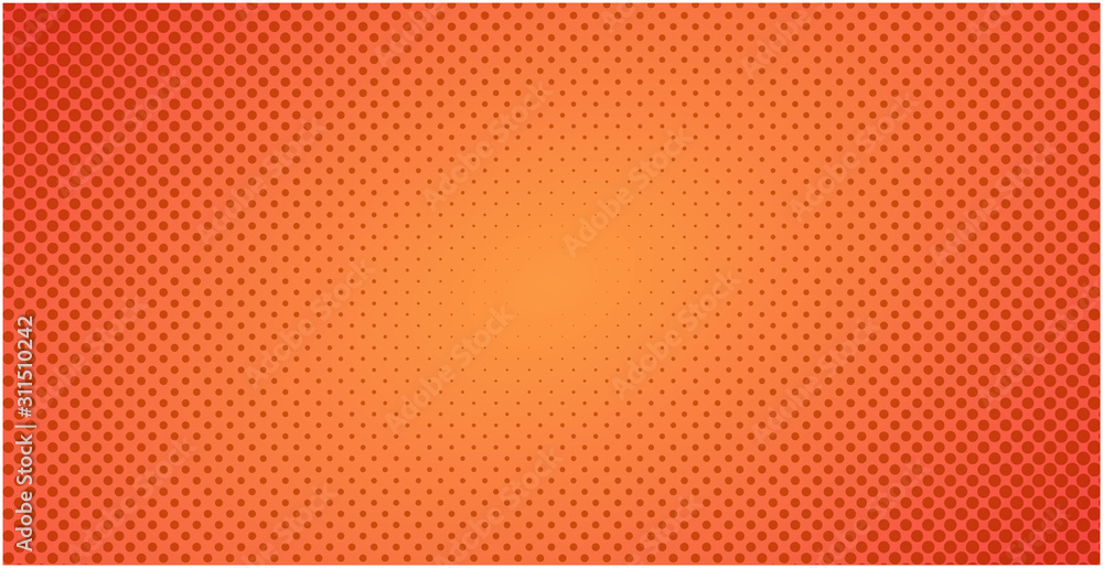 Poster dotted halftone red orange background or pop art gradient backdrop vector illustration, horizontal b
