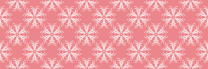 Floral seamless pattern. White design on pink background