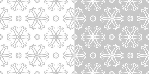 Compilation of floral patterns. Set of seamless monochrome backgrounds