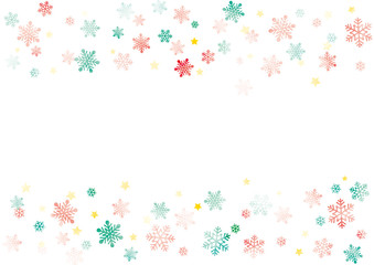 雪のフレーム　水彩　クリスマスカラー
