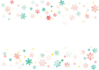 Fototapeta premium 雪のフレーム 水彩 クリスマスカラー