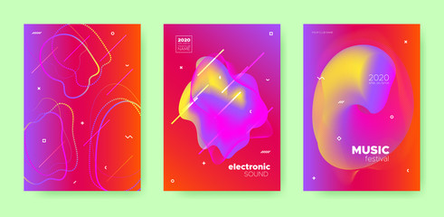 Red Fluid Abstract. Gradient Music Poster. Vector 