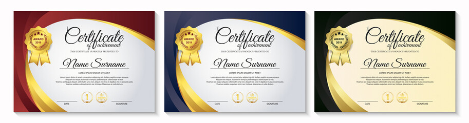 Appreciation certificate best award diploma set. - obrazy, fototapety, plakaty