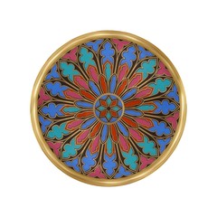 Porcelain gothic round decorative element isolated on white background