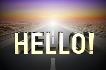 Hello concept, road - 3D rendering