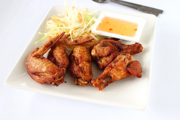 Deep fried chicken wings with sweet chilli sauce