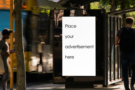 Blank Outdoor Bus Stop Advertising Shelter