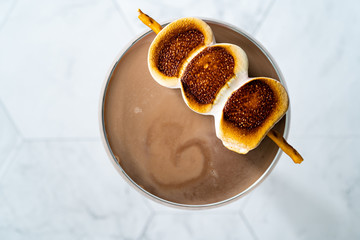 Cooked Marshmallow Cocktail with Pretzel Sticks  also Called Sweet Baby or Babyccino.