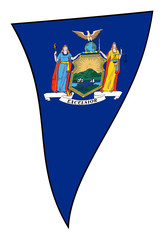 New York State Flag As A Waving Bunting Triangle