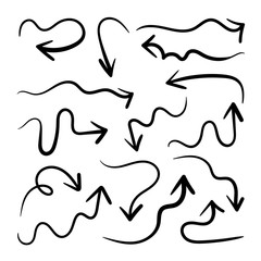 Hand drawn arrow vector icons set. sketch arrow design for business plan and education.