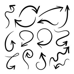 Hand drawn arrow vector icons set. sketch arrow design for business plan and education.