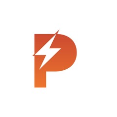 Letter P thunder power shape logo icon. Electrical Icon logo concept.