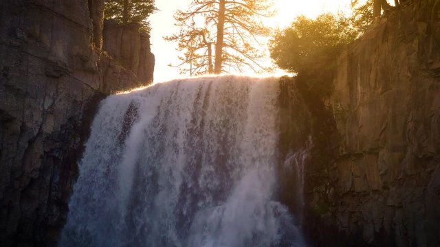 The beautiful Rainbow Falls in the Ansel Adams Wilderness near Mammoth Lakes California USA