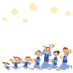 お風呂　三世代家族　露天風呂　旅行　温泉