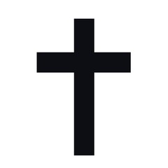 chirstian black cross symbol with white background.