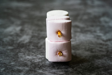 Marshmallow with Pretzel Sticks Ready to Serve and Eat.