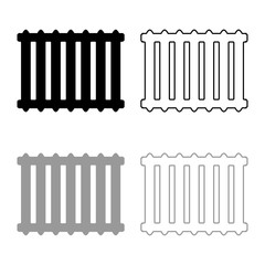 Cast iron battery Heating radiator icon outline set black grey color vector illustration flat style image