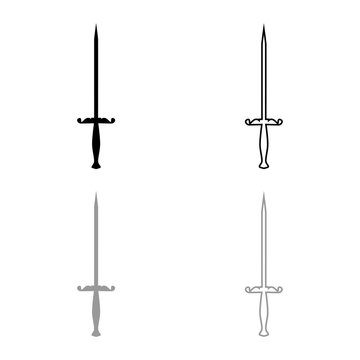Stylet knife Stiletto icon outline set black grey color vector illustration flat style image