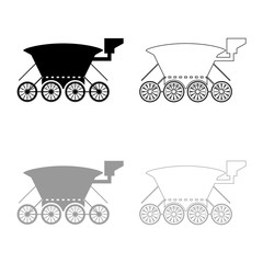 Moon rover Mars explorer Space machine Planets vehicle icon outline set black grey color vector illustration flat style image