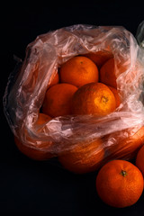 environmental concept. Polyethylene packaging hazard to the environment. Cellophane grocery bag.