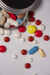 a bunch of drugs on a white background