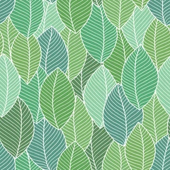 Wall murals Green Beautiful spring leaves seamless pattern